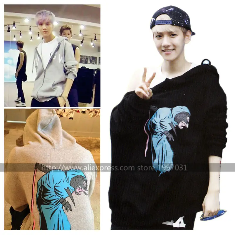 KPOP EXO XOXO WOLF KRIS XIUMIN LUHAN LAY CHEN TAO D.O. Толстовка SUHO BAEKHYUN CHANYEOL KAI SEHUN на молнии | Мужская