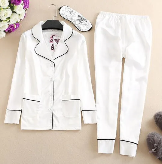 Корейская Пижама женская зимняя Шелковая пижама с длинным рукавом и отложным