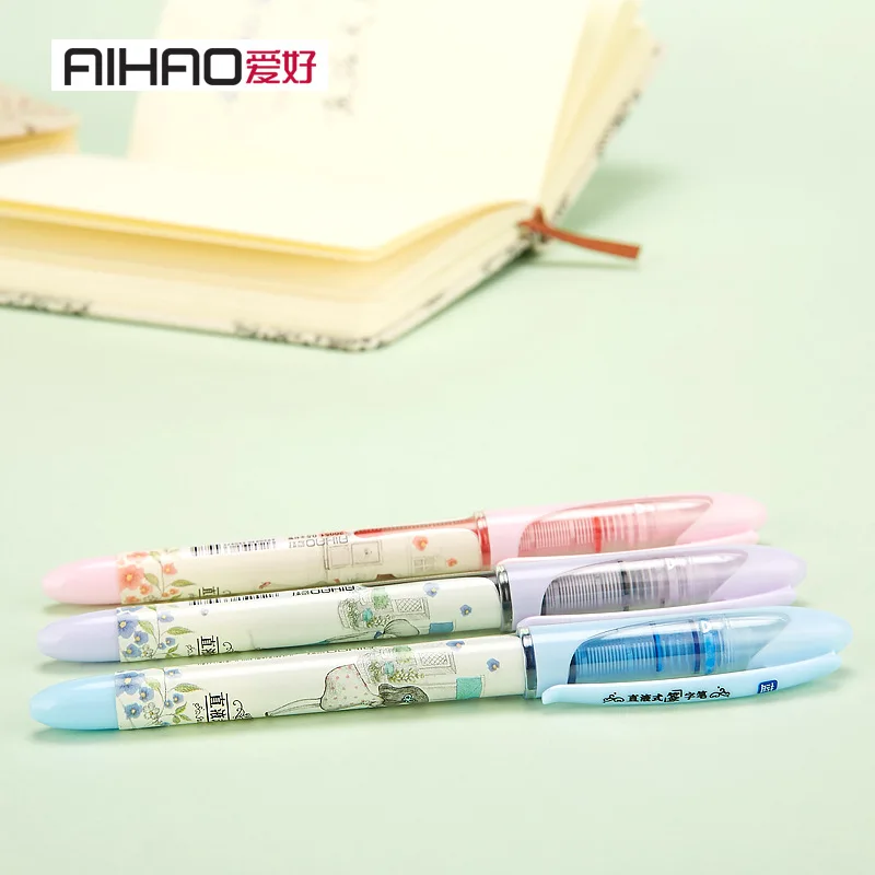 Новое поступление бренд Aihao гладкая пишущая ручка 0,5 мм точка милый дизайн ручка 4 шт./партия для школы поставка