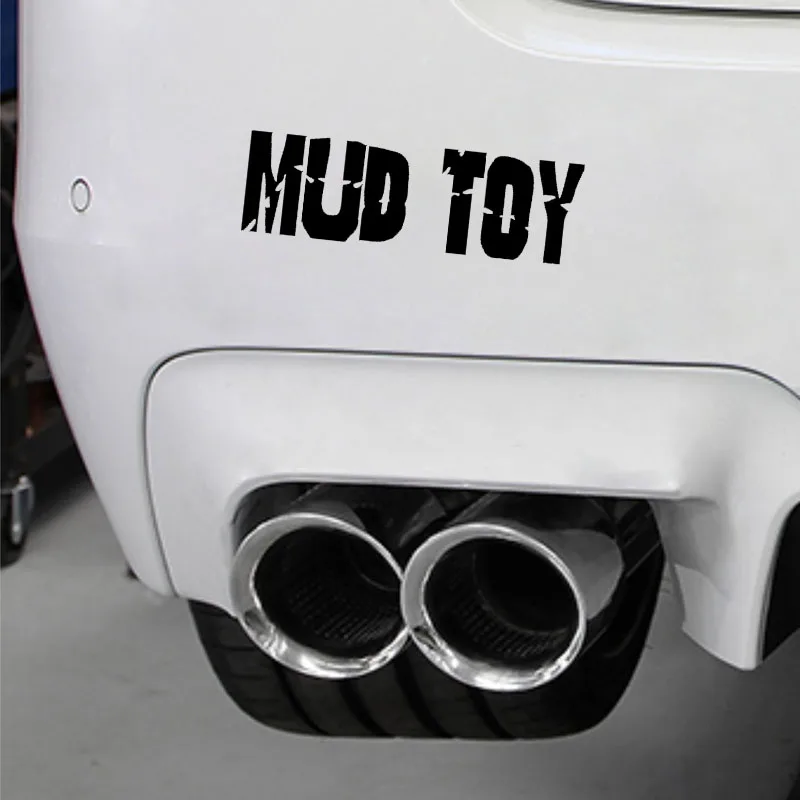 QYPF 14cm*4.3cm MUD TOY Interesting Vinyl Car-styling Decal Black Silver Written Words Car Sticker C15-0083 | Автомобили и