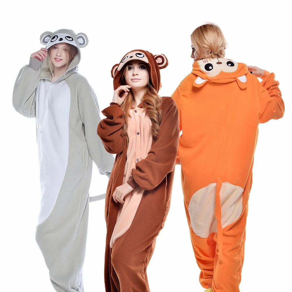 Новый Косплэй унисекс мультфильм обезьяна Комбинезоны пижамы Аниме костюм милый