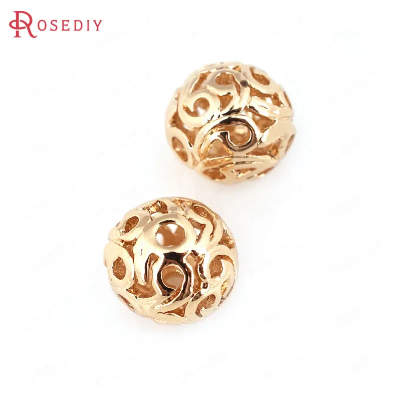 6 шт. латунные полые круглые бусины 8 5 мм 10 24 к цвета шампанского|round beads|beads roundbeads