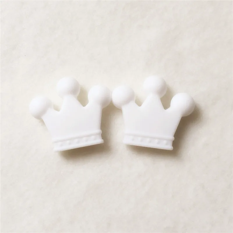 White Chengkai 10 шт Силиконовые короны, прорезыватели, бусины, сделай сам, детский душ, жевательные ювелирные изделия, захватывающая сенсорная игрушка, Прорезыватель зубов, ожерелье, аксессуары - Цвет: White