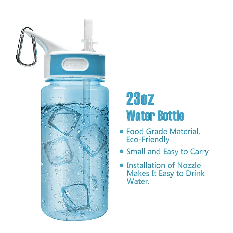 BOTTLED JOY Спортивная вода бутылка с соломинкой и ручка BPA Free 450 мл Tritan герметичная