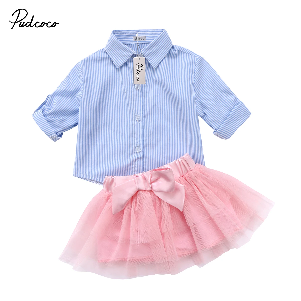 Коллекция 2017 года комплект одежды в клетку полоску для маленьких девочек рубашка