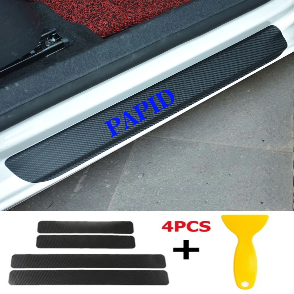 

4pcs/set Car Door Window Protector Sticker Carbon Fiber Vinyl for PAPID