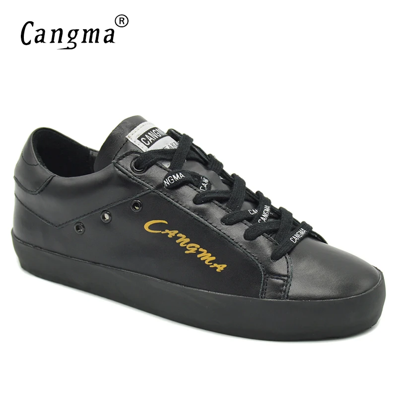 

CANGMA Luxury Brand Designer Sneaker for Man Black Genuine Footwear Men Sneakers Lace Up Casual Shoes Male 2021