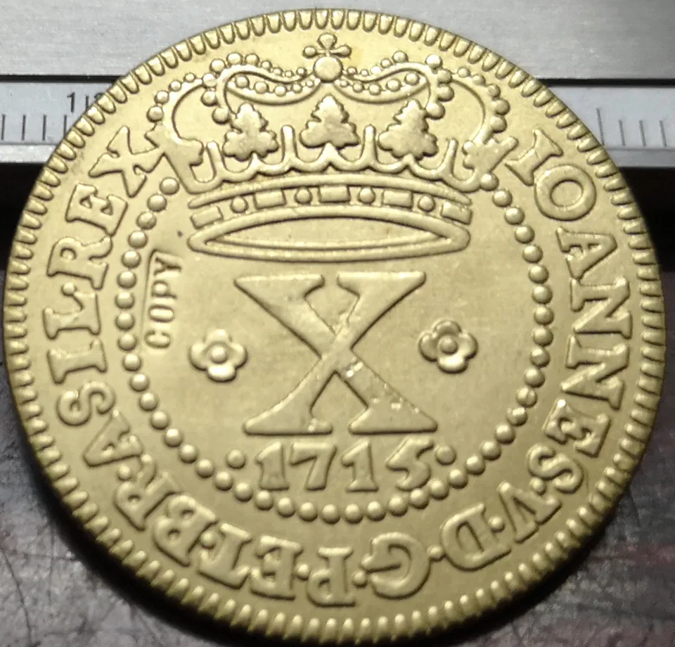 

1715 Бразилия 10 Reis-Joao V медная копия монеты