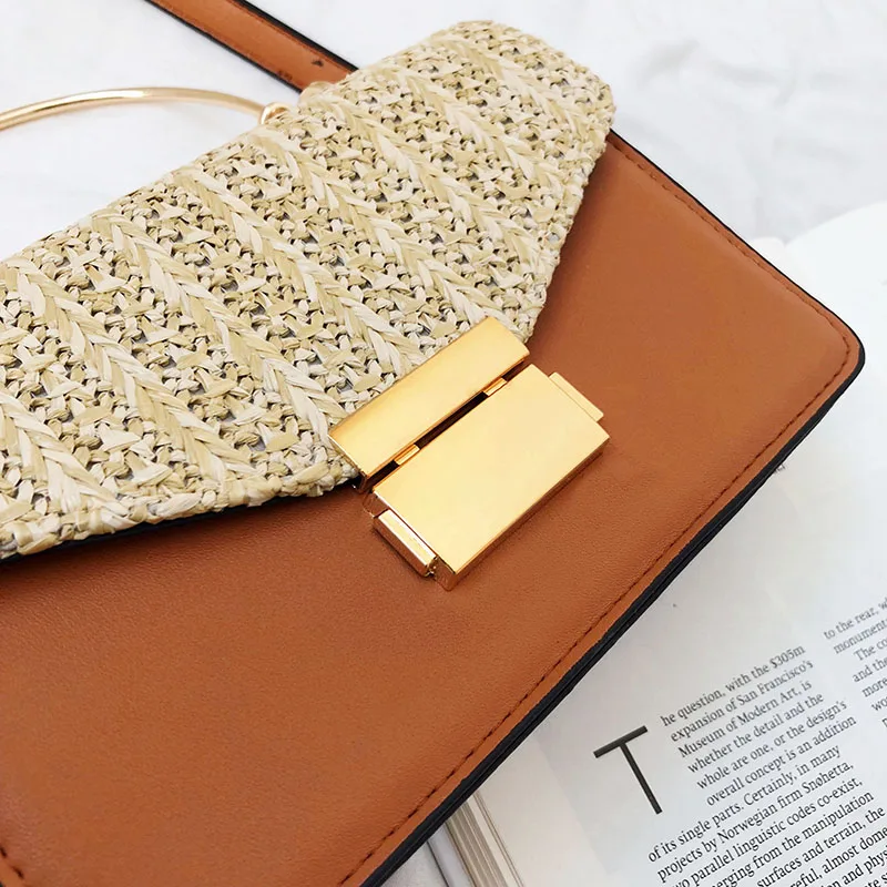 Round Handle Handbag Woman Bag Beach Straw Bags For Women Crossbody Small Shoulder Messenger Leather Tote Bolsa | Багаж и сумки