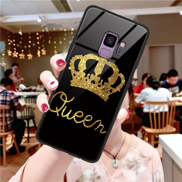 queen Закаленное Стекло Крышка для samsung Galaxy A50 Note 9 8 A7 A9 A8 A6 J4 Plus J7 Prime J8 S8 S9 S10 плюс M10 M20 S10e чехол Coque - Цвет: queen