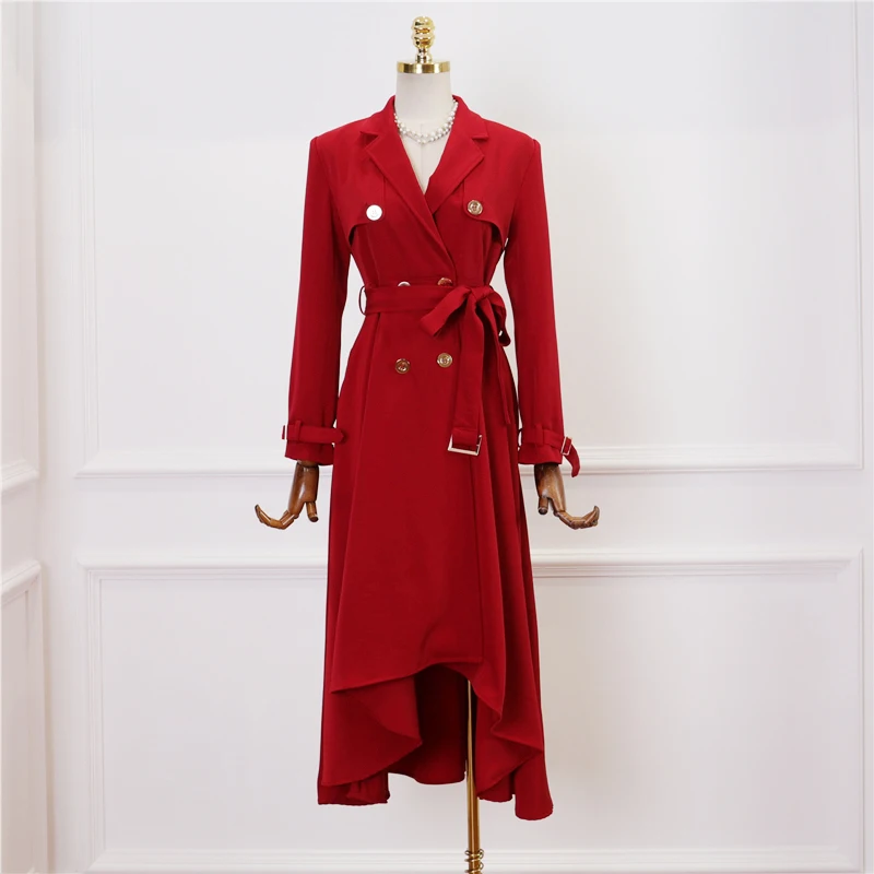 Высокое уличное дизайнерское подиумное Платье женское стильное двубортное