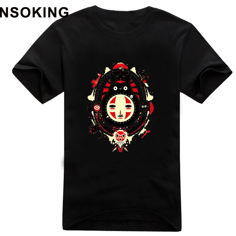 New Miyazaki Hayao Totoro T-shirt Fashion Spirited Away men t shirt No Face man Cotton Summer Short-sleeve loose Tees tops | Мужская