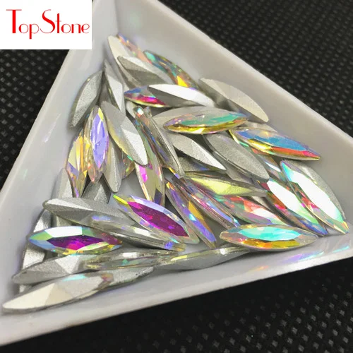 crystal AB TopStone 200 шт./пакет 4x15mm Наветт с украшением в виде кристаллов на камне остроконечные Стекло с украшением в виде кристаллов маркиза для выбора ювелирные изделия с блестками для изготовления - Цвет: crystal AB