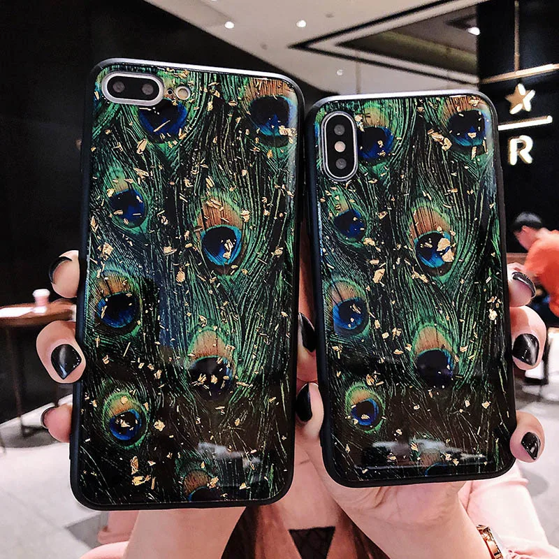 Kerzzil Glitter Gold Foil Soft TPU Phone Case For iPhone X XS Max XR Peacock Snake Skin 7 8 6 6s Plus |