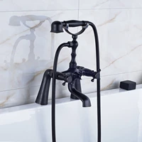 bathtub faucets oil rubbed bronze deck mount bathroom shower mixer tap dual handles swivel tub spout with hand shower head