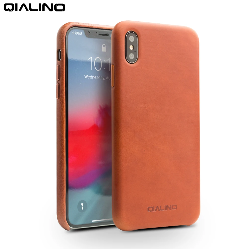 QIALINO чехол для телефона из натуральной кожи iPhone Xs Max роскошная деловая тонкая
