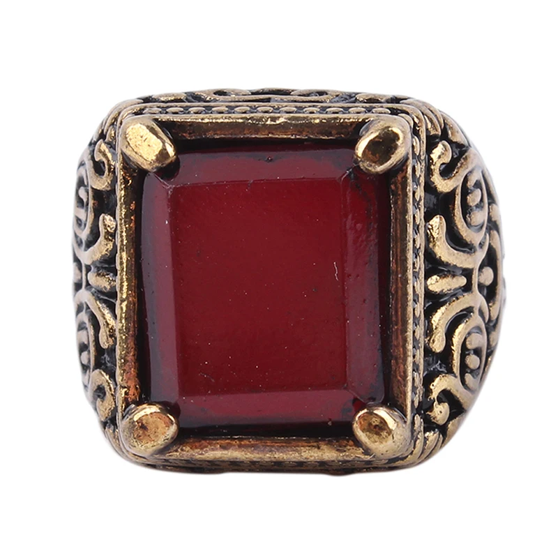Ancient gold red Новое мужское древнее Золотое красное Китайское кольцо с тотемом, мужское кольцо в стиле ретро, Размер 7, 8, 9, 10, 11 колец, ювелирные изделия - Цвет основного камня: Ancient gold red