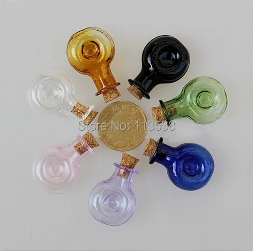 

NEW! 100pcs Mini Small Fancy Empty Glass Bottle Wishing Corks Handwork Necklace Pendant glass Bottle Perfume essential oil vials