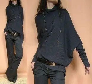 

free shipping female fashion sweater wholesale autumn outerwear women's loose casual batwing shirt sweater female