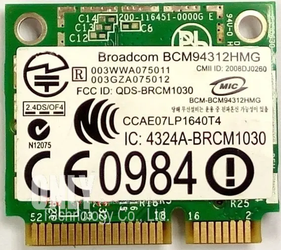Сетевой адаптер Broadcom BCM94312HMG Двухдиапазонная беспроводная Wi Fi мини карта pci e для