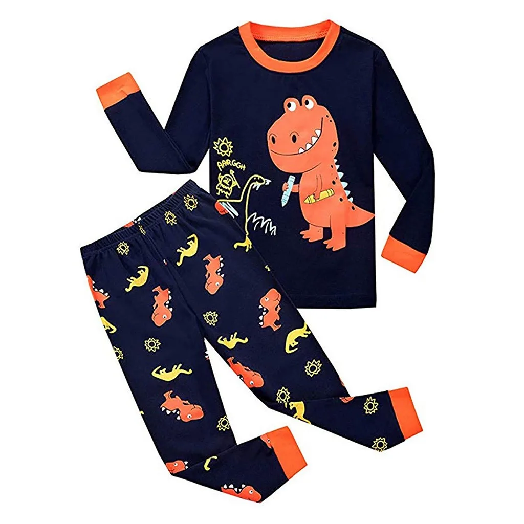2PCS Children Toddler Kids baby boy clothes Girls Dinosaur Print Top Clothes+Long Pants kid set Outfit enfant fille Dropshipping | Детская