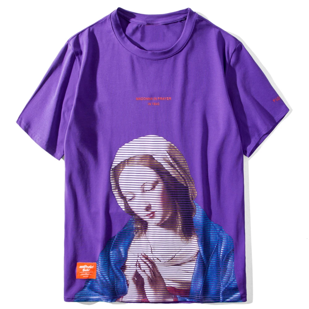Мужская и женская футболка с короткими рукавами EFUNGAL Madonna In Prayer хлопковая