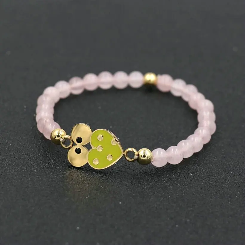 owl pink Изящный браслет из нержавеющей стали золотого цвета с морскими звездами и звездами для мужчин и женщин, 6 мм, черный розовый камень, энергетические браслеты для влюбленных пар - Окраска металла: owl pink