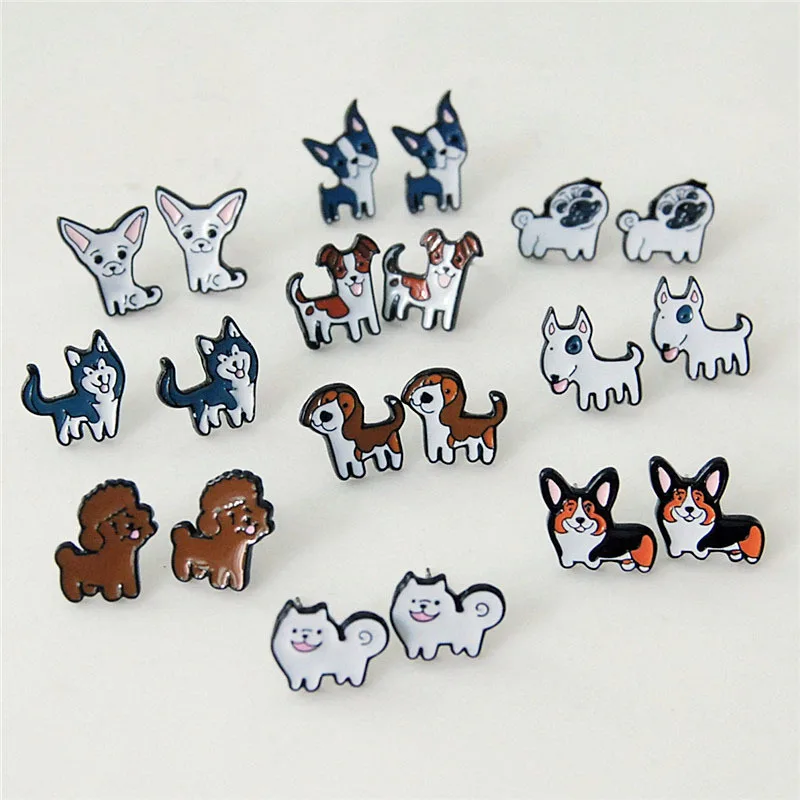 1 шт. модные серьги Kawaii Dogs Huskie с героями мультфильмов милые гвоздики животными