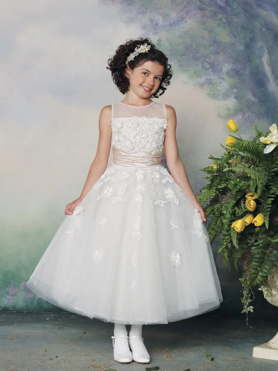 Совок Кружева Топ Аппликации Лонг Старинные 2015 Детские Платья Для Свадеб Дети