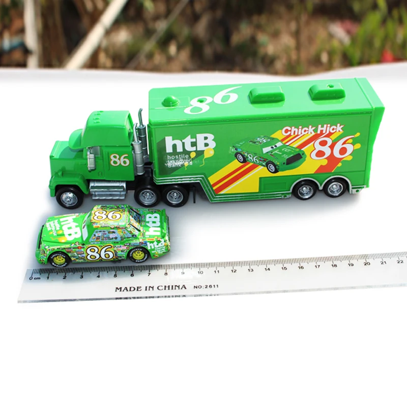 Disney Pixar Cars Lightning Mcqueen 2 шт./лот No.86 цыпленок Хикс мак грузовик и гонщик литье под
