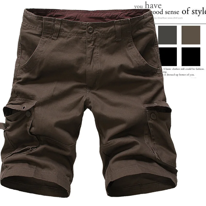 Шорты карго мужские хлопковые с карманами брендовые свободные короткие штаны
