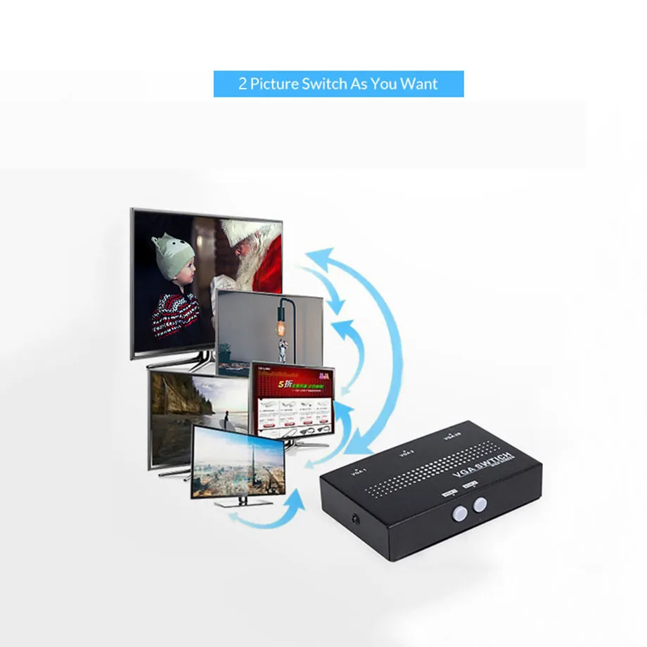 Unnlink vga коммутатор 2X1 FHD 1080P @ 60 Гц 2 VGA сигнала в 1 выход 2*1 переключатель коробка для