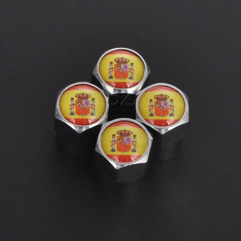 Spanish Flag Tyre Valve Dust Caps Air Auto Car Tire Value Accessories for Cars Bike Bicycle Motorcycle 4Pcs | Автомобили и