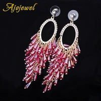 10 2cm luxury redwhiteblueblack crystal long tassel earrings female handmade jewelry women accessories