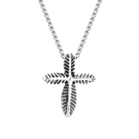 fashion stainless steel leaf pendant necklace charm chain neck lace women men accessories
