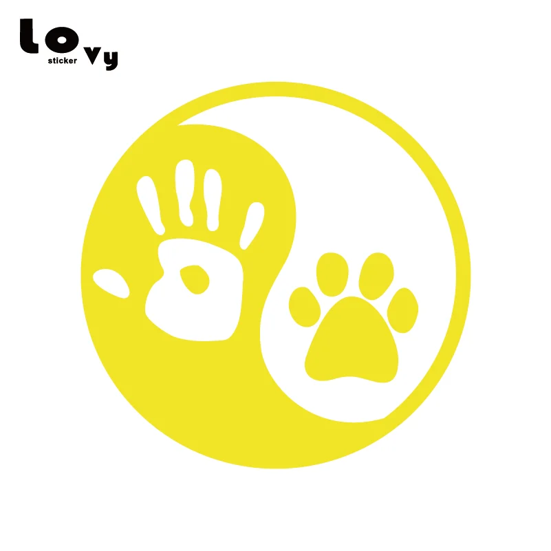 Yin Yang человеческая ручная собачья лапа виниловая забавная наклейка для