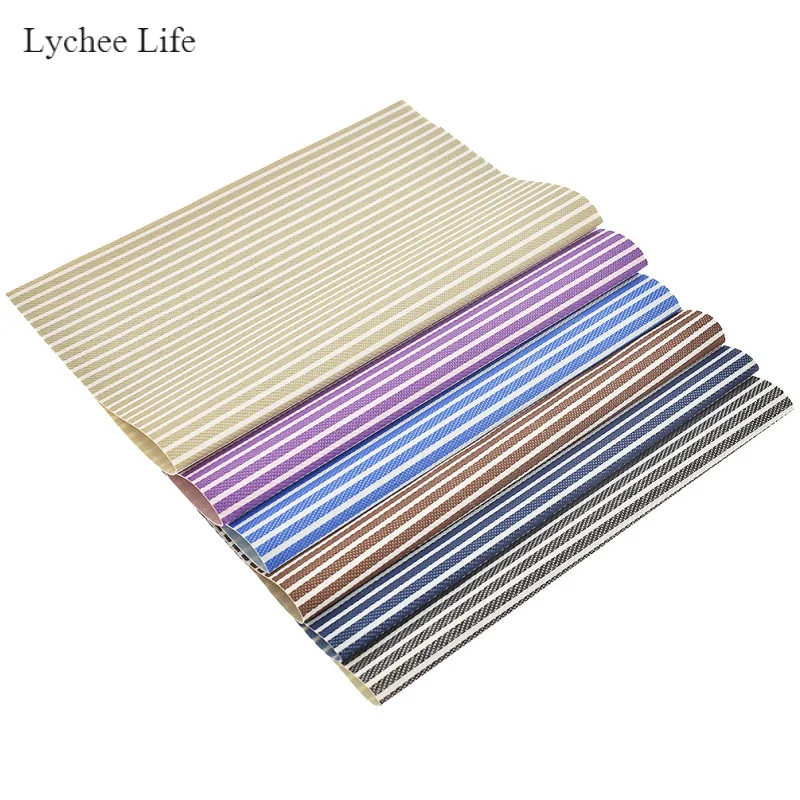 Lychee Life A4 полосатая ткань из искусственной кожи с принтом Сделай Сам Рукоделие