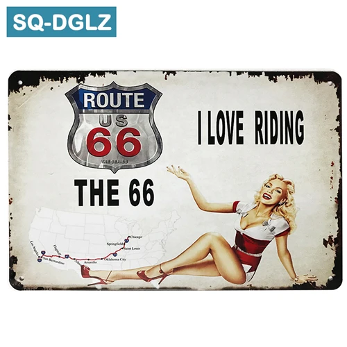 [SQ-DGLZ] полный сервис/Diner ROUTE 66 металлическая вывеска винтажные металлические пластины кафе Паб Клуб домашний Декор стены оловянные знаки Ретро табличка - Цвет: 0800