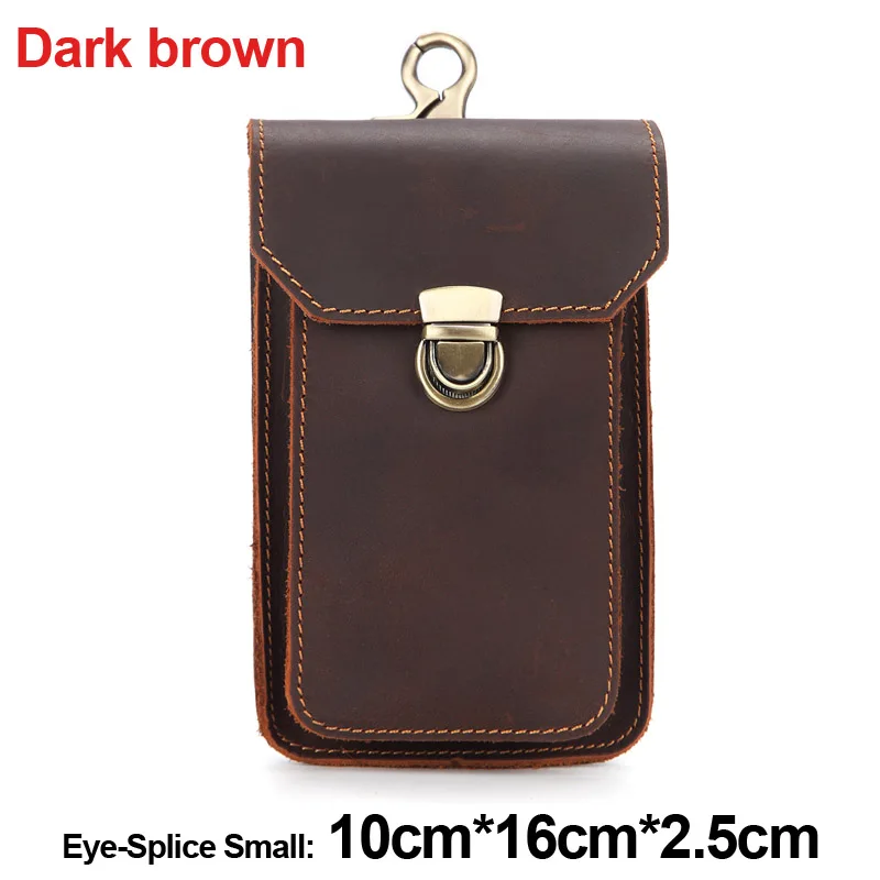 Dark Brown Small 1 MISFITS Crazy Horse Genuine Leather Waist Packs Men Casual Small Fanny Pack Belt Loops Hip Bum Bag Waist Bag Phone Pouch Purses - Цвет: Dark Brown Small 1