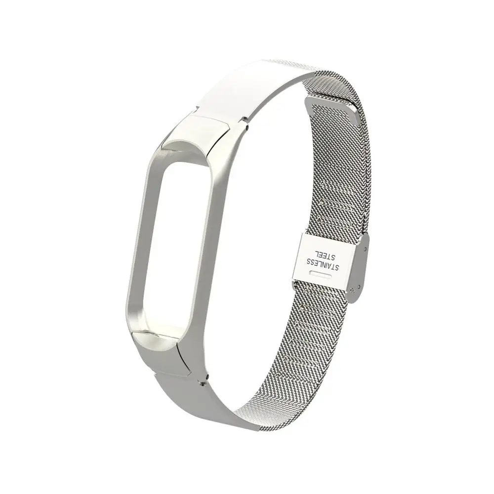Серебристый Роскошный ремешок на запястье для Xiaomi mi Band 3 xiomi xaomi mi band Band3 mi lanese Магнитный петля металлический браслет на запястье ремешки - Цвет: Серебристый