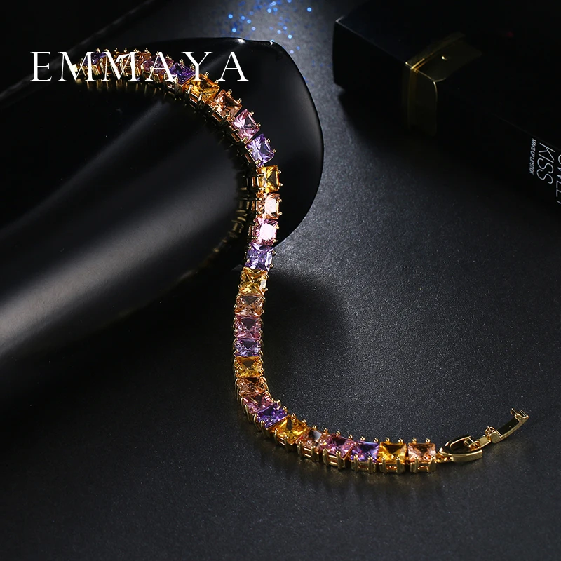 Женские браслеты для тенниса Emmaya AAA + элегантные квадратные многоцветные цвета