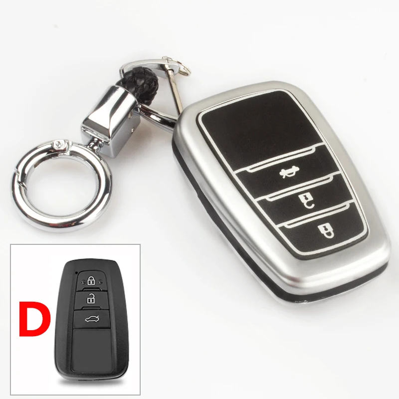 Цинковый сплав+ светящийся чехол для дистанционного ключа для Toyota Corolla Camry RAV4 Aygo CHR Avensis Yaris для corolla Prius Корона - Название цвета: D Silver