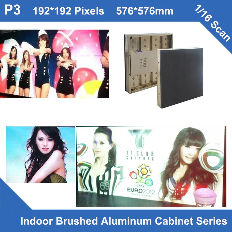 

TEEHO High quality P3 indoor golden brushed Aluminum Cabinet 576mm*576mm 192*192 dots 1/16 scan video rental or fixed insllation