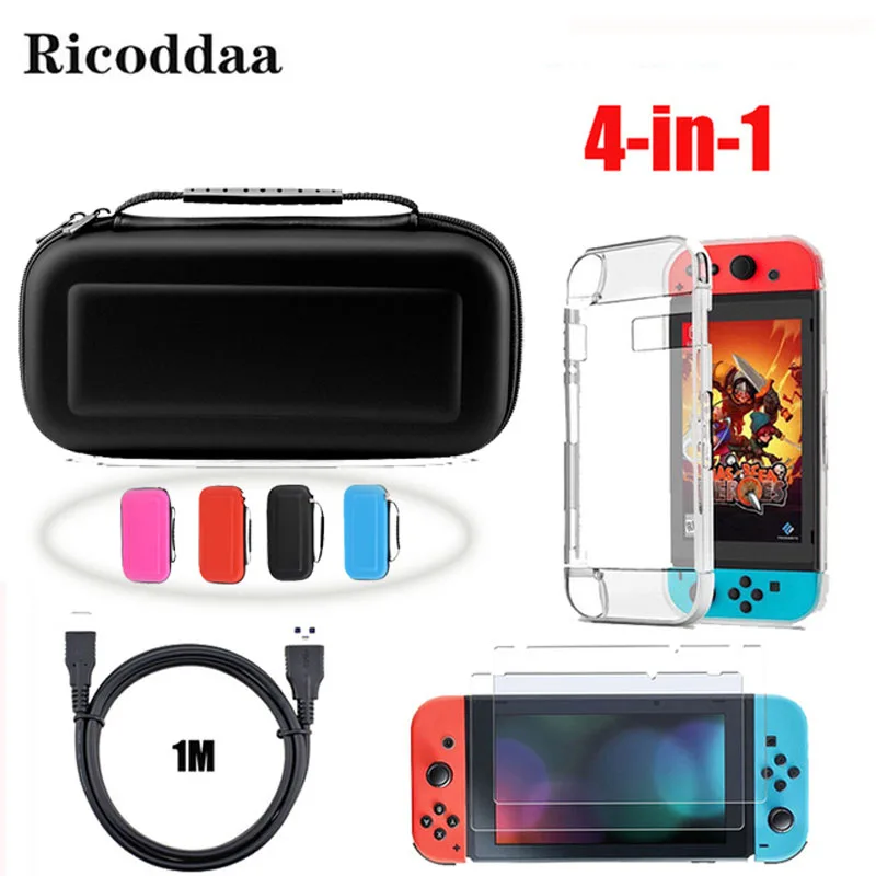 Сумка для Nintendo Switch 4 в 1 аксессуар сумка чехол + зарядный кабель Защитная крышка