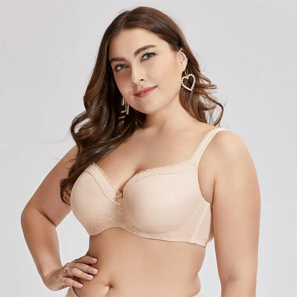 Beige02 DELIMIRA женский кружевной Бюстгальтер-балконет на косточках - Цвет: Beige02