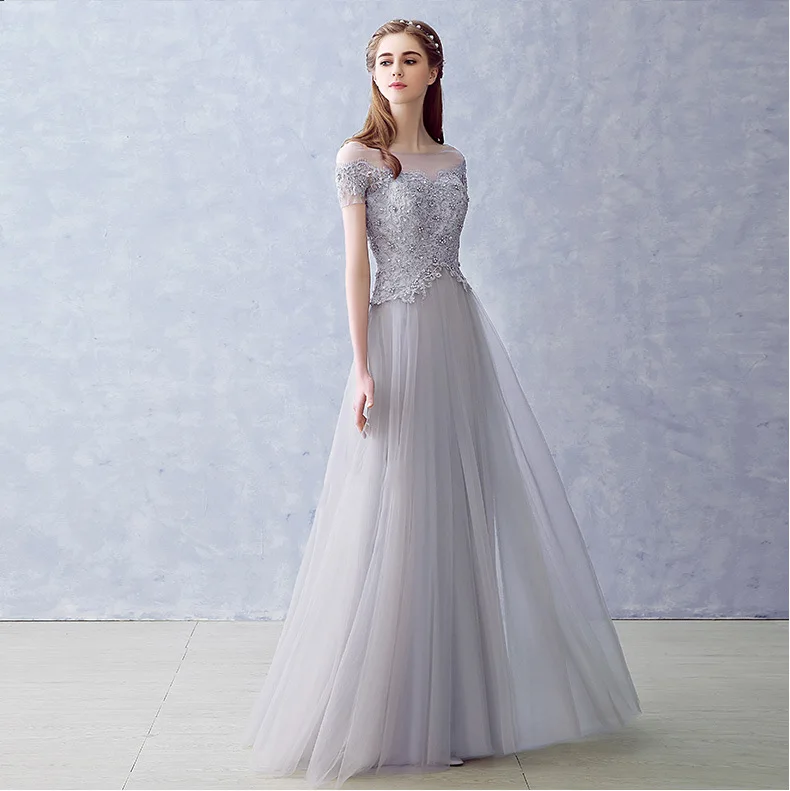

Elegant Long Bridesmaid Dresses Appliques Lace beading lace-up style Wedding Party Dress Under 50$