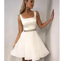 Affordable cheap China white ivory satin organza beach Wedding Dresses Bridal Gowns wedding reception dress 2019 with crystals