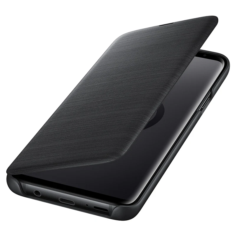 Black Для samsung Galaxy S9 S 9 Plus светодиодный чехол флип чехол 360 милый ударопрочный кошелек ультра тонкий телефон роскошный кожаный чехол - Цвет: Black