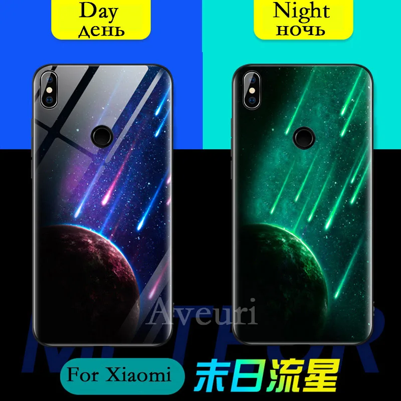 Lu mi nous стеклянный чехол для телефона для Xiaomi mi 8 9 SE 9T CC9 A1 A2 A3 Lite Red mi 7 7A K20 Pro 9H закаленное покрытие роскошный Meteor Coque