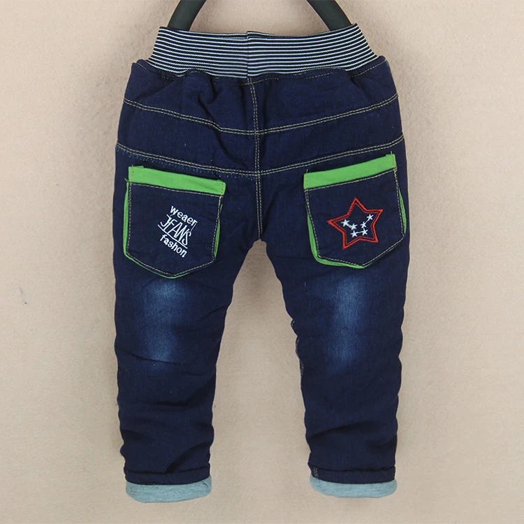 Супер акции Новинка 2017 года зимние детские джинсы для мальчиков теплый модный